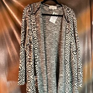 Daniel Rainn 3X cotton‎ tribal black and cream long sweater. 50” chest 403